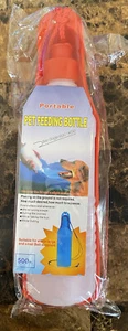 500ml Dog Drinking Outdoor Water Bottle Pet Puppy Cat Portable Feed Bowl Red - Picture 1 of 4