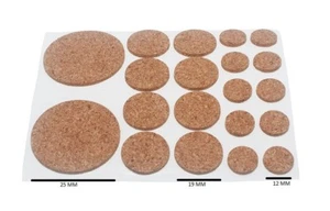 Surtido de almohadillas de corcho autoadhesivas 20 por hoja 2 mm de grosor 3 hojas - Imagen 1 de 1