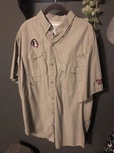 Columbia PFG FSU Shirt Herren XL khaki kurzärmlig geknöpft Taschenentlüftung - Bild 1 von 6