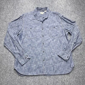Camicia Haggar uomo XL blu chambray con bottoni manica lunga - Foto 1 di 8