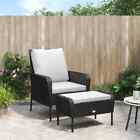 Garden Chair With Footstool Black Poly Rattan J7l7
