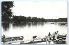 POSTKARTE RPPC South Shore Clear Lake Waterloo Gras Lake Michigan Dock Hund 1940er Jahre