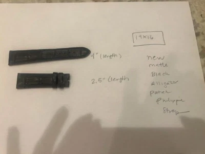 NUEVO Correa de cocodrilo Patek Philippe negra mate 19 x 16 longitud corta Foto 1 de 4