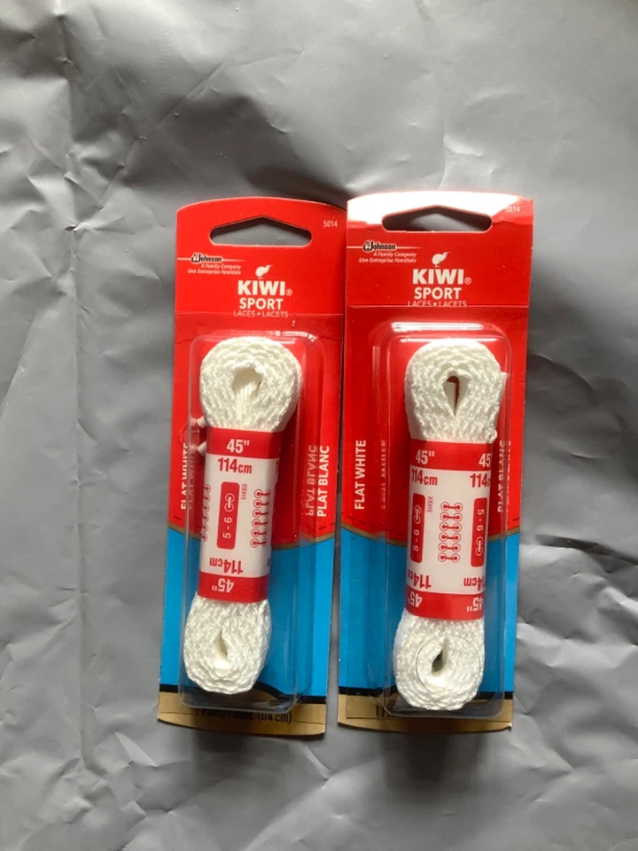 Cordones blancos planos deportivos KIWI - 45” de largo - 2 pares - se adapta a 5-6 ojales Foto 1 de 1