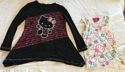 Lot Of 2 Hello Kitty (princess) Girls Tank Top/ Long Sleeve Size 6 S Black/white - Image 1 of 4