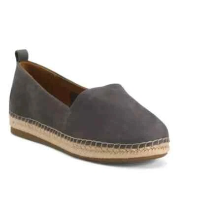 Lucky Brand Loretto Genuine Leather Espadrilles Sz 8.5 Flats Suede Blue Slip On - Imagem 1 de 4