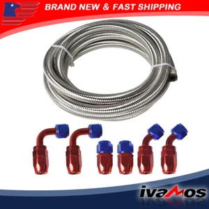 10AN 8AN 6AN 4AN Swivel Hose End Fitting Kit & 10FT Braided Fuel Hose Line - Imagen 1 de 9