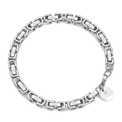 Pulsera Hombre Plata Acero Inoxidable Chapado en Oro Blanco 18 Quilates Impermeable B6112D Foto 1 de 3