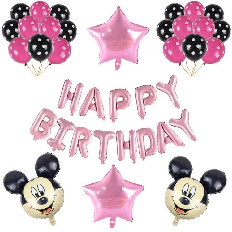 Globos decoraciones de fiesta de feliz cumpleaños Mickey Mouse suministros de fiesta Foto 1 de 4