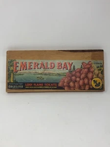 Vintage Original Emerald Bay Lodi Wood Crate Label Lake Tahoe California Grape - Picture 1 of 7