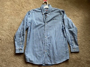 VINEYARD VINES ~ Boys Whale Shirt ~ Size M Medium 12-14 ~ Blue Gingham Plaid - Picture 1 of 2