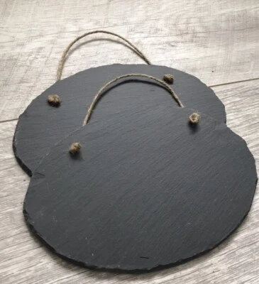 2 Handmade Slate Oval Chalkboard Blackboard Sign Shabby Chic Style Wedding - Image 1 of 4