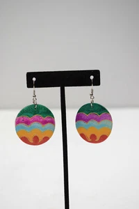 Pendientes de círculos de madera pintada - Imagen 1 de 2