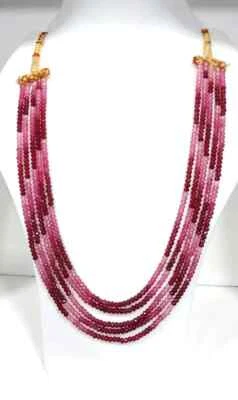Ruby Stone Gemstone Red Rondelle Faceted 4-4.5mm Beads 5 Strand 1 Necklace - Image 1 of 4