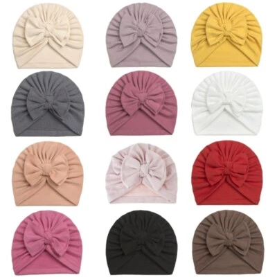 Bebé Niñas Turbante Sombrero Moño Decoración Recién Nacido Gorro Gorra Elegante Cálido Gorro Gorra Foto 1 de 4