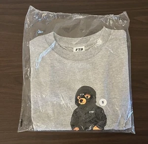 FTP FuckThePopulation Hooded Bear “Shoot First, Ask Later” Tee Gray Size Small - Picture 1 of 4