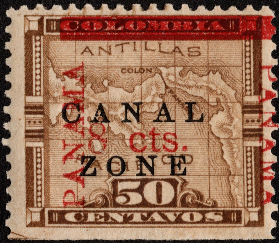 Canal Zone Stamp Scott # 20 Mint F-VF- 8 Cents on 50 Cents Surcharged Issue Nice - Image 1 of 1