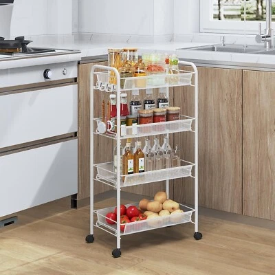 Carrello da cucina a 4 livelli, carrello da servizio, carrello da cucina su ruot - Image 1 of 4