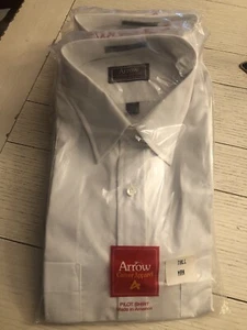 Vintage 90s Arrow Career Apparel Pilot Shirt USA 16,5 Short Sleeves Tall Man NIP - Bild 1 von 4
