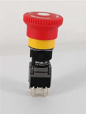 1 pieza Nuevo interruptor de botón de parada de emergencia AH165-2V 1NO1NC 16mm #F23 - Imagen 1 de 4