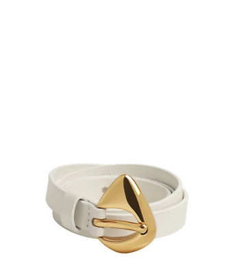 Cinturón BOTTEGA VENETA Aleta $550 Cuero Tiza 15mm Nuevo y Auténtico Foto 1 de 3