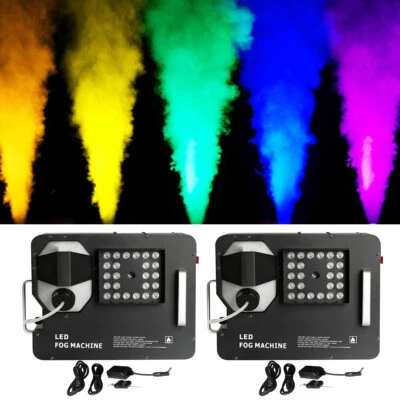 2PCS Fog Smoke Machine DMX RGB 24LED Stage Light Effect Vertical Sprayer Remote - Image 1 of 4