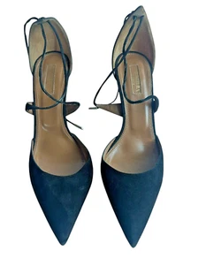 Aquazzura Black Suede matilde 75 High Heel Pumps Size 38.5 US 7.5 - Picture 1 of 20
