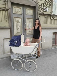 Nostalgie Chrom Kinderwagen 60er Vintage made in Holland mit Speichenrädern - Bild 1 von 5