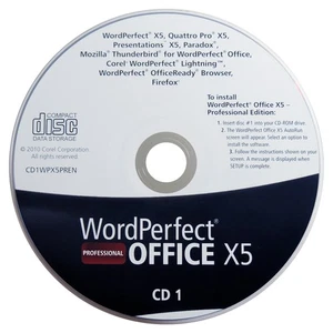Corel WordPerfect X5 Office Suite Professional CD 2 Discs Windows 7 Vista XP - Picture 1 of 2