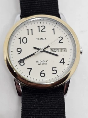 Timex 'Indiglo' Giorno/Data Quarzo Acciaio Inox Orologio da Uomo con Bianco - Immagine 1 di 4