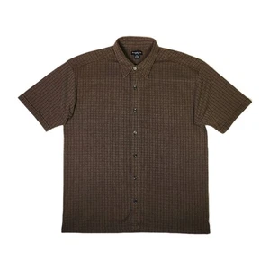 Vintage 90s Kenneth Cole New York Check Button Up Shirt XXL Brown Made In Macau - Picture 1 of 9