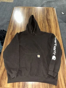 Carhartt Hoodie Mens XL Brown Hoodie Sweatshirt Midweight Pullover Original Fit - Picture 1 of 4
