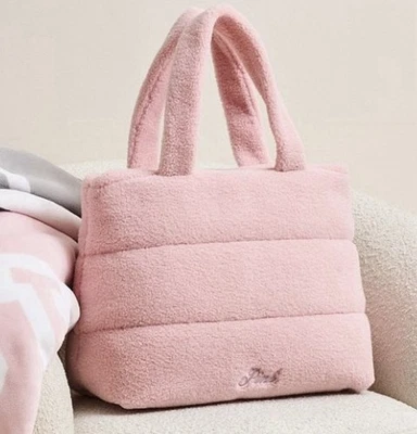 NWT VICTORIA'S SECRET PINK COZY PLUSH FLEECE TOTE TRAVEL BAG DOUBLE HANDLES 2025 - Image 1 of 4