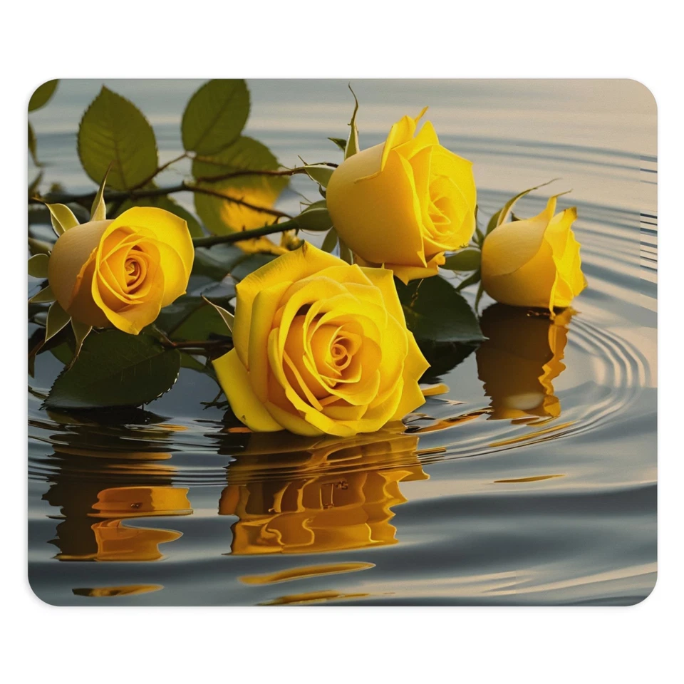Elegant Yellow Roses Mouse Pad | Floral Design, Office Desk Accessory - Image 1 of 1