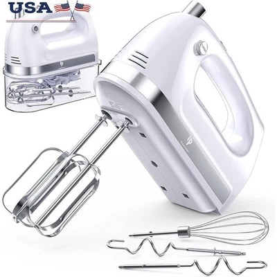 Electric Hand Mixer 400W 5 Speed Turbo Boost W/ Whisk Beaters Dough Hooks New - Image 1 of 4