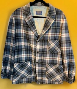 Vintage 90s Mens Large🇺🇸Pendleton EUC Plaid 100% Virgin Wool Blazer Jacket USA - Picture 1 of 24