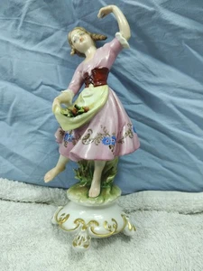 Capodimonte Porzellan Dame Figur Made In Italy signiert von B Merli 19 cm G67 - Bild 1 von 4