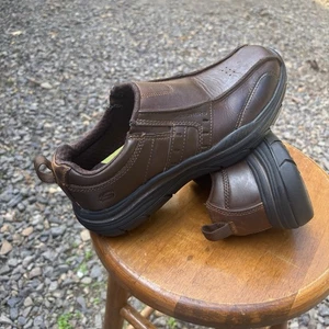 Skechers Relaxed Fit Air-cooled Memory Foam Men Brown Leather Slip On Shoe Sz 7 - Picture 1 of 8