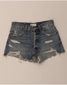 ZARA Womens Distressed Denim Shorts EU 34 2XS W24 Blue Cotton CD10 - Picture 1 of 3