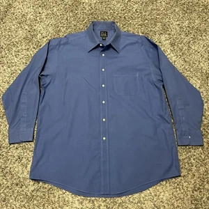 Camicia elegante da viaggio Jos A Bank 16 1/2 32 blu con bottoni made in Hong Kong - Foto 1 di 9