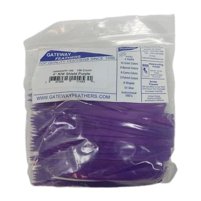 100 Pack Gateway Feathers 4" Right Wing: Shield Purple 400RSSPP-100 - Image 1 of 4