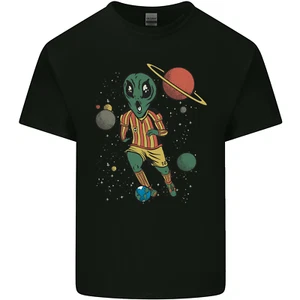 Alien Football Player Space Planets Soccer Mens Cotton T-Shirt Tee Top - Picture 1 of 3