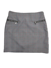 New Look Skirt Short Puppytooth Check Length A Line Flat Front Zip Fly Size UK 8