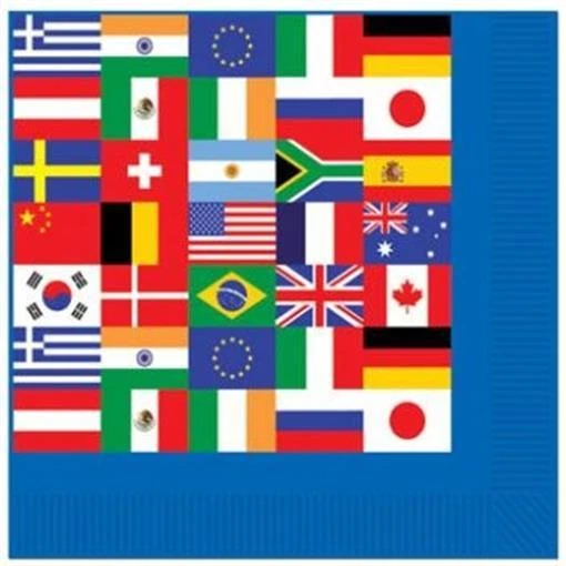 International Flag Beverage Napkins 16 Pack Olympics Travel Party Decoration - Image 1 of 1