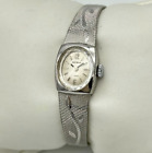 Vintage 1960s Women’s BENRUS Silver Tone Mechanical Watch, Floral Accents, Runs