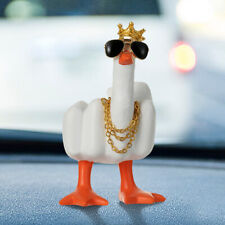 Mid-Finger Small Duck Sculpture Resin 7.5cm Creative Desktop Gift (Orange Crown)