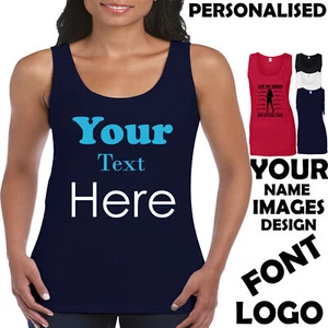 Womens Tank Top Custom Personalized Shirts Your Own Text Name Shirt 2T1A1 - Picture 1 of 4
