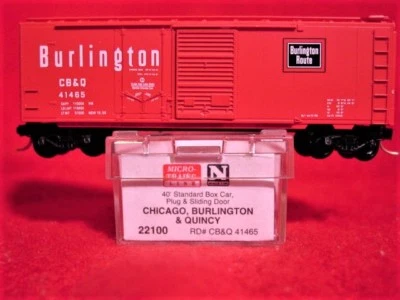 MTL 22100-2 C.B.&Q. 'BURLINGTON' 40' Plug/Slider Box Car #41465 'NEW' N-SCALE - Image 1 of 3