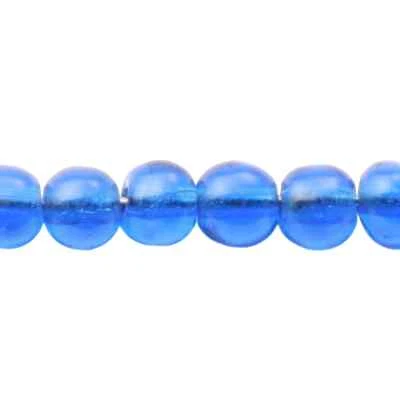 Lot (100) Vintage Czech sapphire blue round glass beads 5mm  - Image 1 of 2