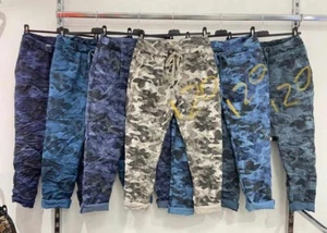Pantaloni Donna Donna Italiani Stretch Grandi Mimetici Esercito Magici Jogger - Foto 1 di 18